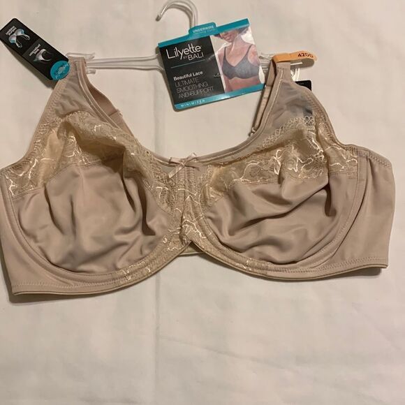 Lilyette by Bali Size 42DD beautiful lace ultimate smoothing & support underwire - Picture 1 of 7